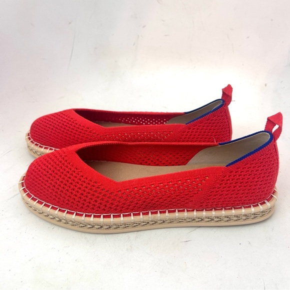 Rothy's The Espadrille Flats Red Hot Size 9 Jute Midsole NWOB No Ankle Laces - Picture 3 of 9